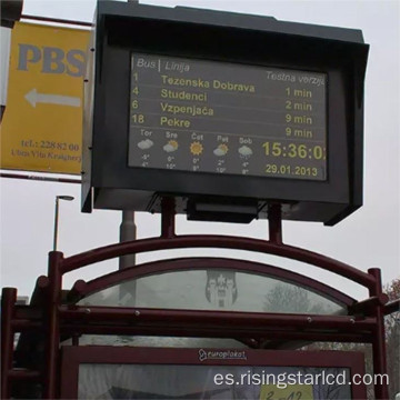 Pantalla digital impermeable al aire libre en la estación de autobuses